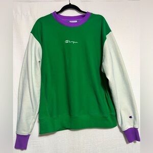 Champion Vintage Reverse Weave crew‎ neck pull-over  color blocked unisex Large